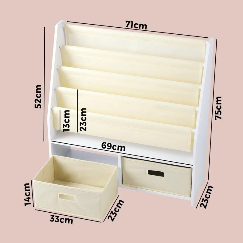 Load image into Gallery viewer, Oikiture Kids Bookshelf Bookcase Children Toys Storage Shelf Rack DIY Organiser Beige

