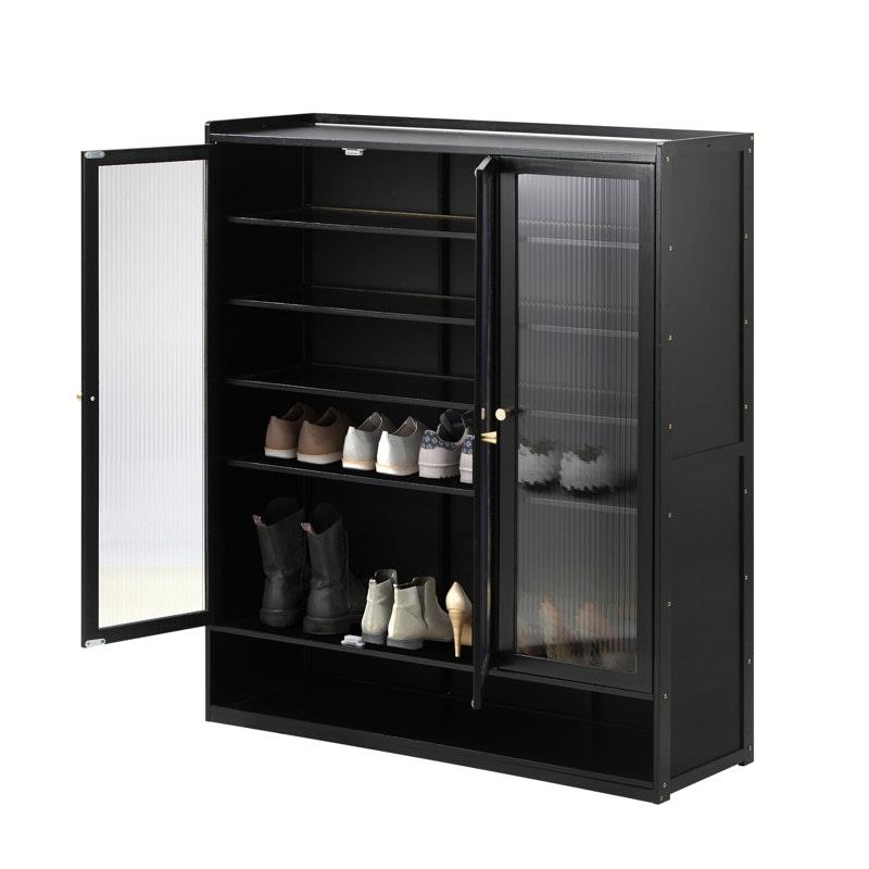 Load image into Gallery viewer, Oikiture Shoe Cabinet Shoes Storage Rack Organiser 3 Doors Shelf Black
