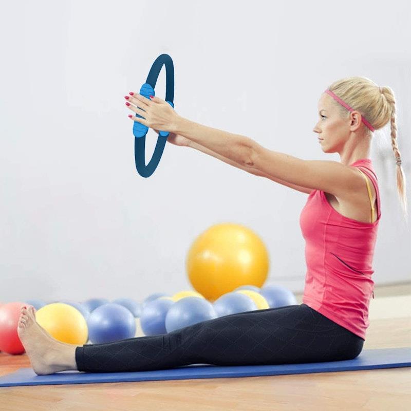 Load image into Gallery viewer, Powertrain Pilates Ring Band Yoga Home Workout Exercise Band Blue
