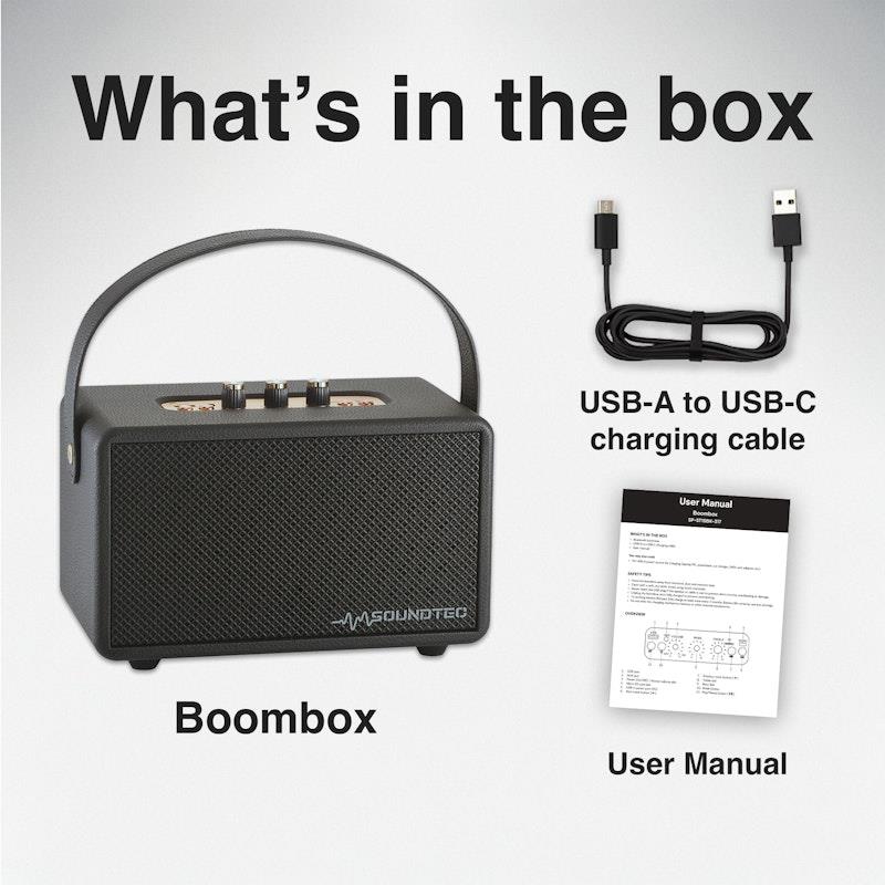 Load image into Gallery viewer, Laser SoundTec Retro Bluetooth Boombox Black
