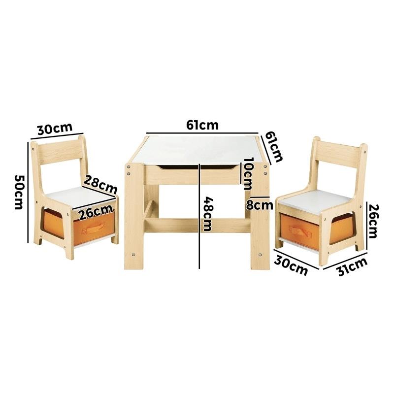 Load image into Gallery viewer, Oikiture Kids Table and Chairs Set Activity Play Study Desk Toys Storage Box Natural
