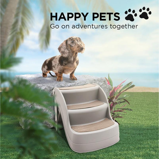 Furtastic 38cm Foldable Pet Stairs Ramp Grey
