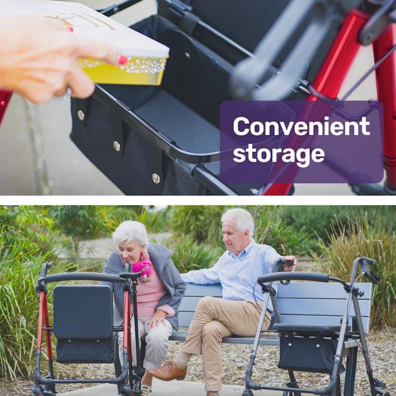 Load image into Gallery viewer, Equipmed 4 Wheel Lightweight Rollator Walker Red
