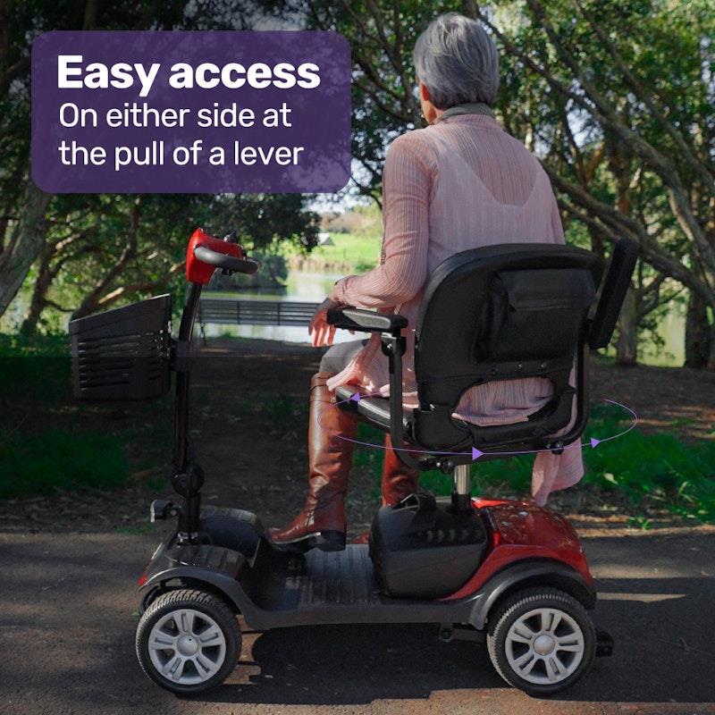 Load image into Gallery viewer, Equipmed Freeroam+ Mid-Sized Foldable Electric Lithium Mobility Scooter Red
