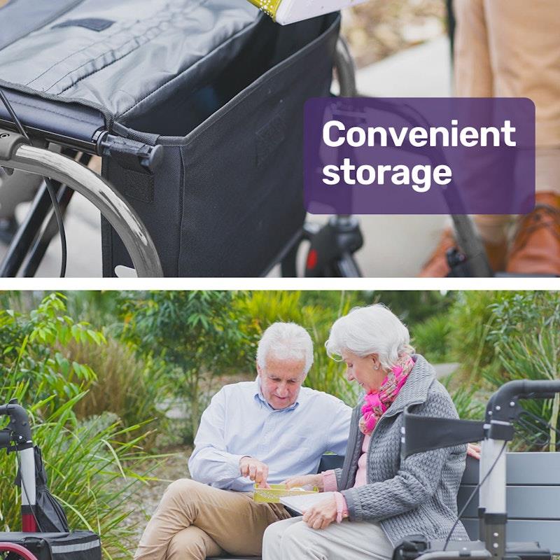 Load image into Gallery viewer, Equipmed Foldable Aluminium Walking Frame Rollator Titanium Colour
