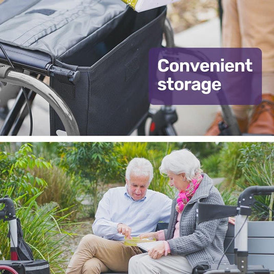 Equipmed Foldable Aluminium Walking Frame Rollator Titanium Colour