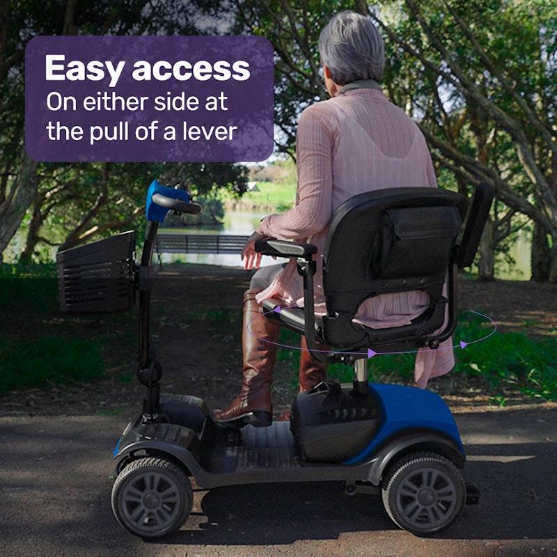 Load image into Gallery viewer, Equipmed SmartRider Folding Electric Mobility Scooter Black &amp; Blue
