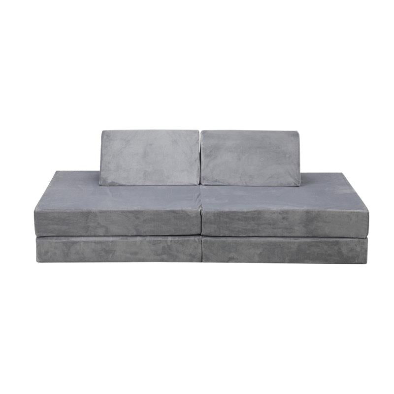Load image into Gallery viewer, Oikiture 4 Pieces Kids Sofa Play Couch Modular Lounge Cushion Convertible Playset Grey
