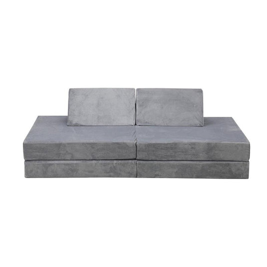 Oikiture 4 Pieces Kids Sofa Play Couch Modular Lounge Cushion Convertible Playset Grey