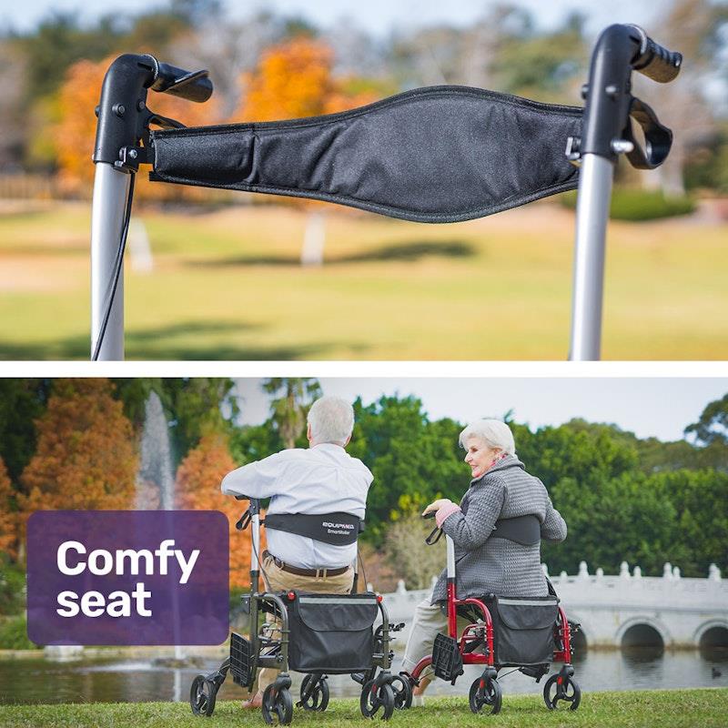 Load image into Gallery viewer, Equipmed 2-in-1 Foldable Aluminium Walking Frame Rollator Silver
