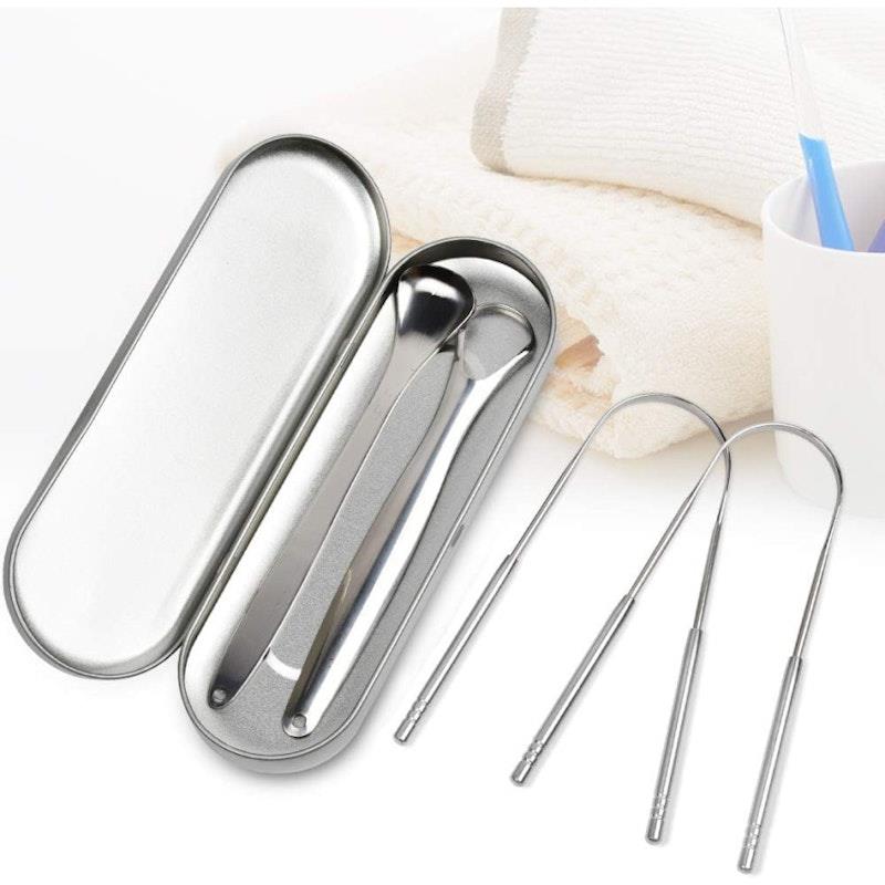 Load image into Gallery viewer, Caremax 3 Pieces Stainless Steel Tongue Scraper with Case Pack
