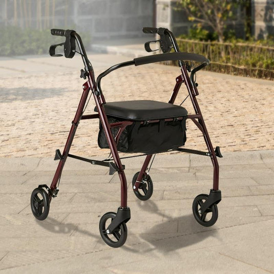 Orthonica Foldable Steel Frame Rollator Mobility Aid 4 Wheel Walker