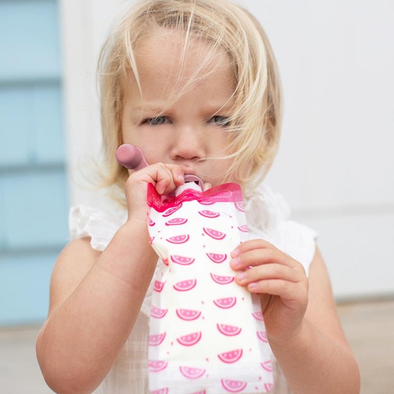 Load image into Gallery viewer, Cherub Baby Food Pouch Spoons &amp; Spouts Bundle - Dusty Rose &amp; Sand Pack
