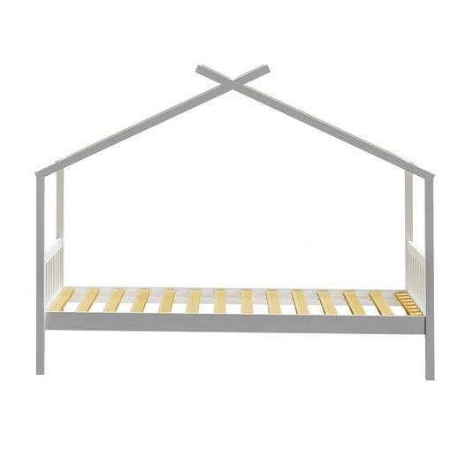 Oikiture Bed Frame Wooden Base Kids Single Timber House Beds White 1unit