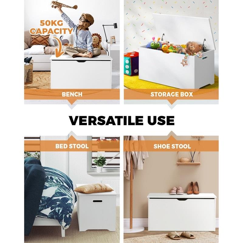Load image into Gallery viewer, Oikiture Kids Toy Storage Box Cabinet Wooden Chest Container Room Organiser White

