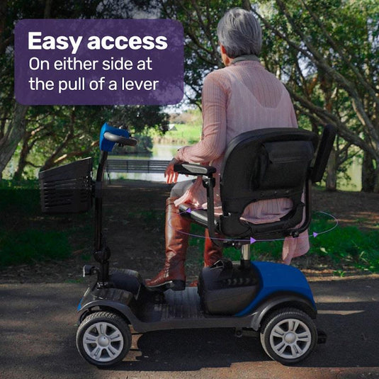 Equipmed Pathline Mid-Sized Electric Mobility Scooter For Elderly Black & Blue