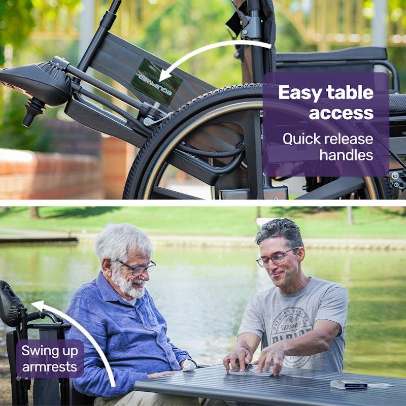 Load image into Gallery viewer, Equipmed Electric Wheelchair Folding Long Range 24" Rear Wheels Black
